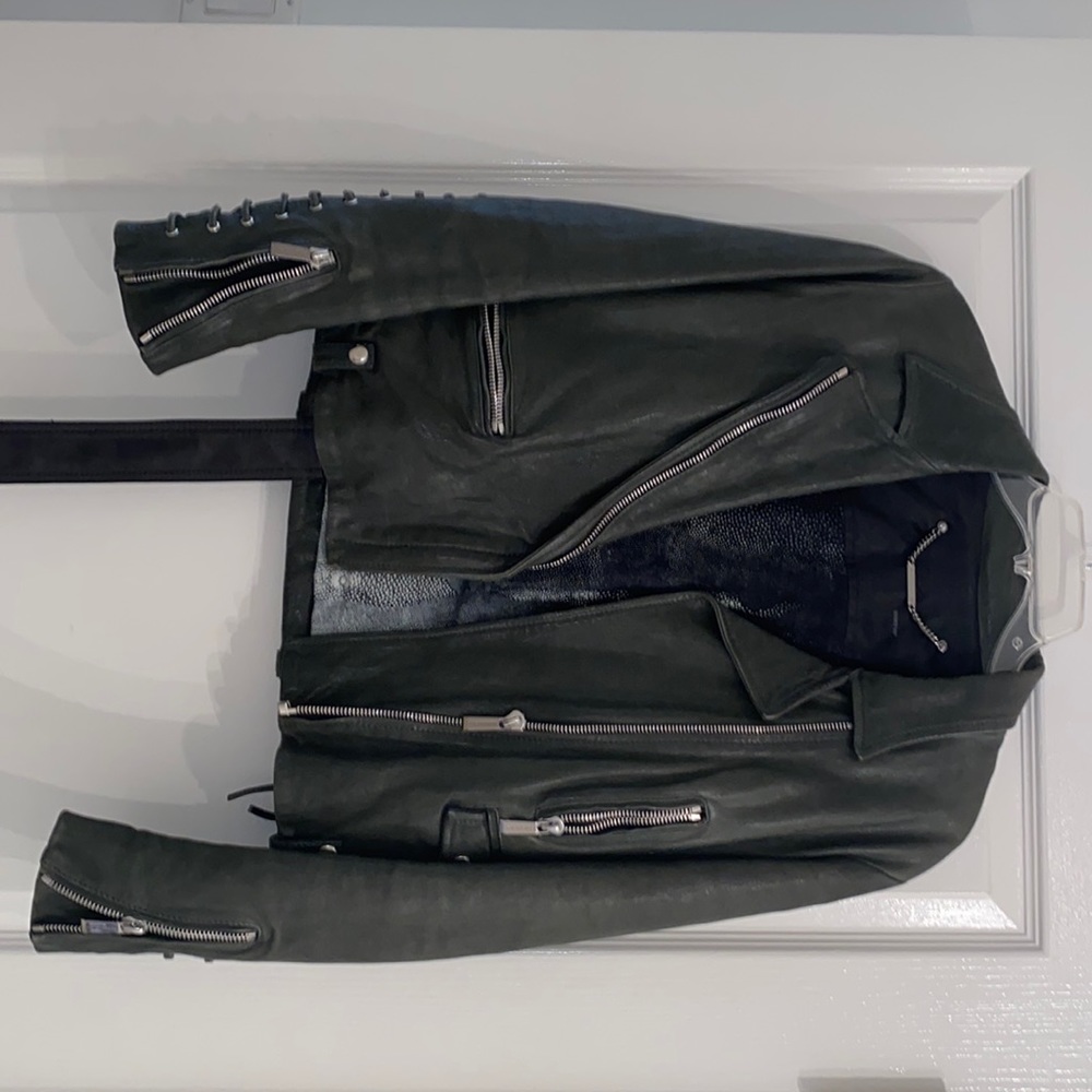 Green leather jacket